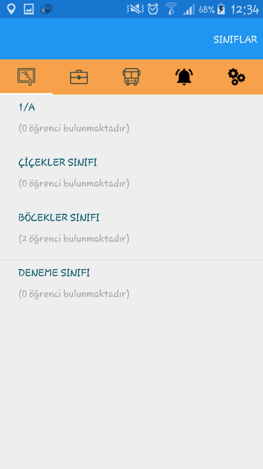 Sınıf Listeleme Ekranı